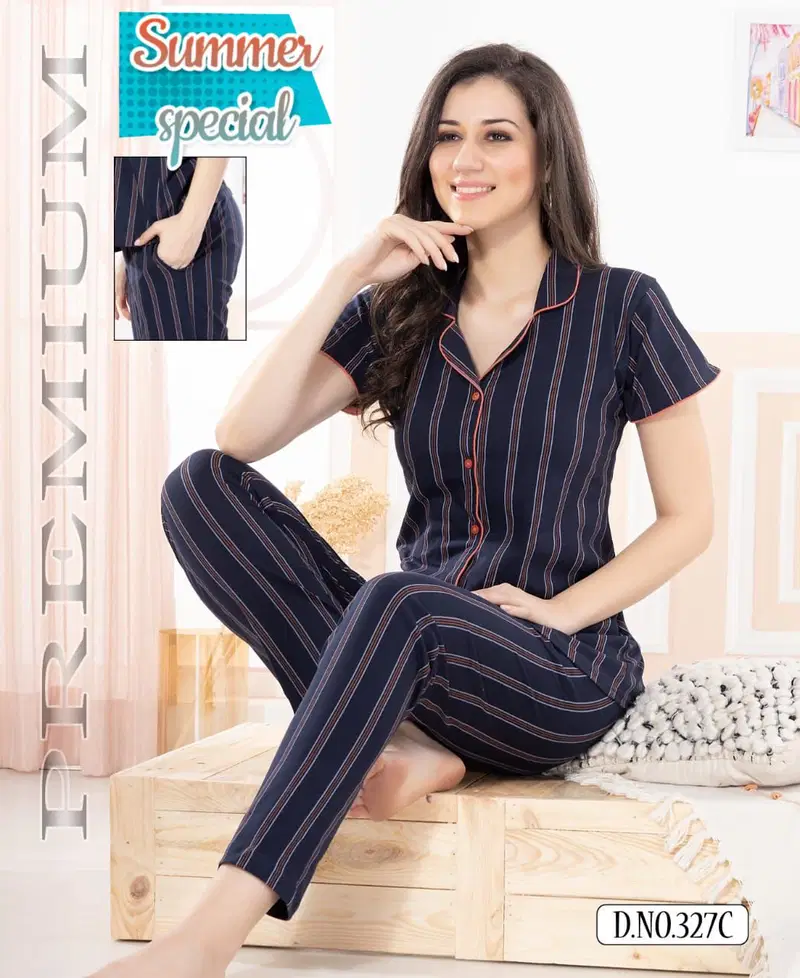 Summer Special 327 Night Wear Printed Cotton Wholesale Night Suits Collection